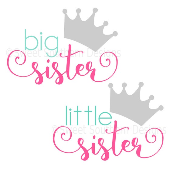 Download Big sister little sister with crown Princess SVG instant