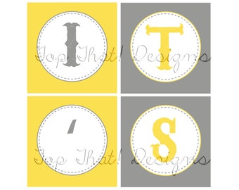 White, Gray, Yellow Baby/Bridal Shower or Birthday Banner- Printable (You are my Sunshine)