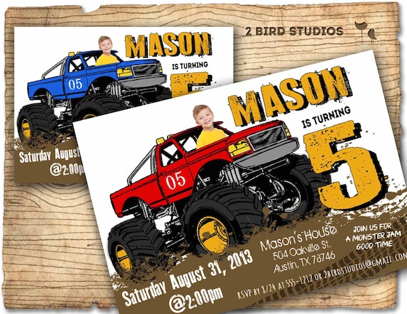Monster Truck Invitation Monster Truck Party Invite Diy