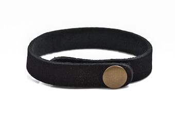 Midnight Steel Crystal Leather Cuff main image 1