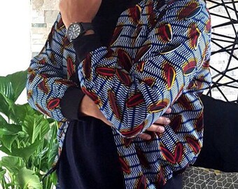 Bomber en wax unisex avec poches (plusieurs tissus disponibles)