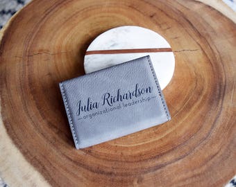 Custom Engraved Leather Business Card Holder, Personalized Card Case, Corporate Gifts, Boss Gift, Fathers Day Gift, Groomsmen Gifts, New Job