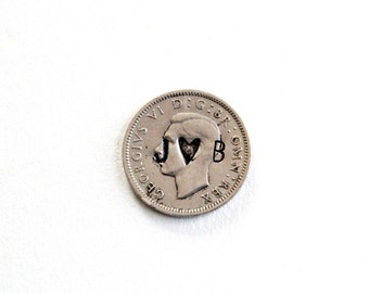 Wedding Coins - Sixpence . lucky coin . wedding charm . silver sixpence . personalized coin love token six pence love charm 6 pence
