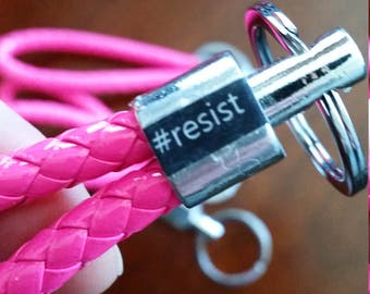 Pink #resist Leather Keychain to Support Planned Parenthood