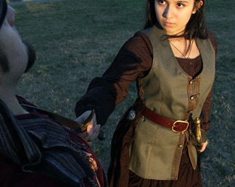Womens Vest - Denim Vest - Medieval Vest - Renaissance Vest - Pirate Vest - Renaissance Faire Vest