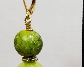 Green ball Earrings