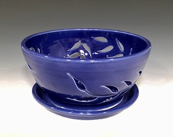 Handmade Fruit Bowl in Cobalt Blue Porcelain