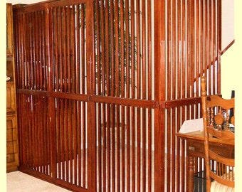 Wooden Pet Gate door~ included~ Dog Room Dividers with Door, Indoor Pet Cat Enclosure Oak Wooden Bird cage