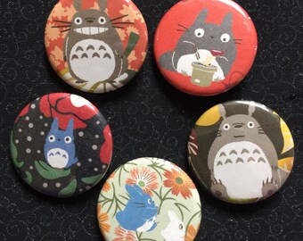 Ghibli Totoro 1.25" Buttons Origami Pinbacks Set of 5 #1