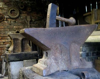 Large Beautiful French 17-1800's Church Windows Blacksmith Anvil Solid Wrought Iron 260Lbs