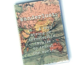 Passport Cover - Wanderlust. Passport Holder, Passport Case, Travel Gift Idea, Graduation Gift, Vintage Map, Travel Lover, Passport Wallet