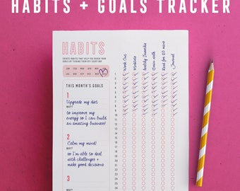 Habit Tracker, Printable, Instant download, Daily Habits, Habit Planner, Planner insert, Checklist, Goal tracker, PDF, A4, US Letter, A5