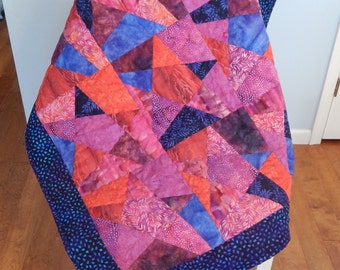 Purple Blue and Red Batik Stars Quilt