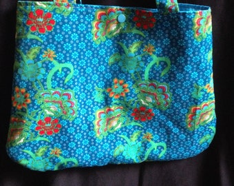 Tote bag velvet thin sides with flowers