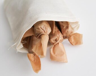 Salted Caramels, Teachers Gift, Para Professional Gift - Handmade Fleur de Sel Caramels 1/4 lb in Eco Reusable Muslin Bag