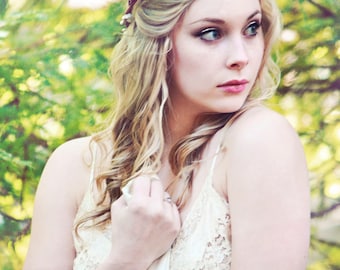 woodland crown, rustic wedding headpiece, berries flower crown, bridal hair accessory