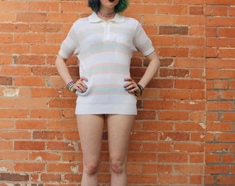 Pastel Striped Vintage NOS 1970s Knit Pullover Top