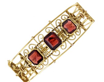 Antique Victorian 15ct Gold Garnet Bangle