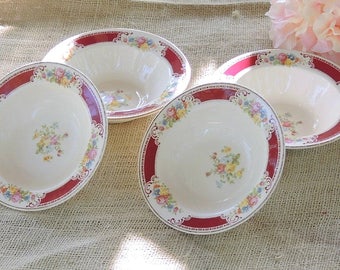 Mismatched Homer Laughlin Dessert Bowls Set of 4 D42 N6, Wedding Bowls Tea Party Bowls Ca. 1940's Replacement China