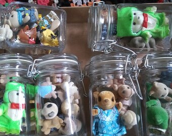 Vintage Calico Critters in Mason Jars