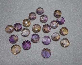 Gorgeous Ametrine, Amethyst, and Citrine Faceted Coin Beads 9mm - 10mm