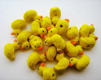 10 Ceramic Animal Beads - Tiny Rubber Ducky - CB235