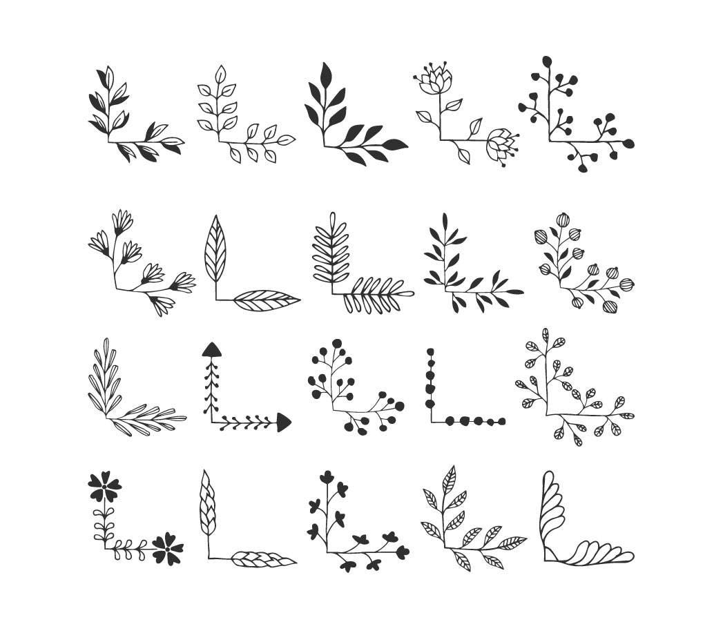 20 floral corners svg. Ornate clip art. Vector Eps Png Dxf