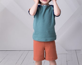 Boys Organic Cotton Shorts, Toddler Shorts, Channel Shorts, Sizes 12m-24m, 2t, 3t, 4t, 5, 6, 7, 8