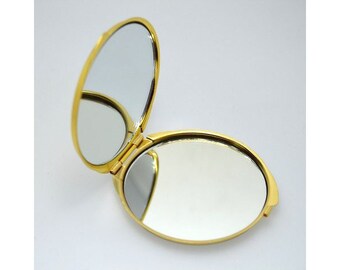 mirror round compact, metal, accessories