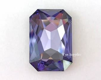 4627 TANZANITE 27x18.5mm Swarovski Crystal Rectangle Octagon, Purple December Birthstone