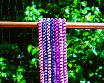 LOT 7 purple 3mm mesh chain necklaces fit European Beads and Charms 16" 18" 20" 22" or custom length GORGEOUS COLORS!