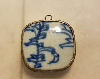 anceient Chinese porcelain tile pendant