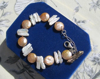Coin and Stick Pearl Bracelet