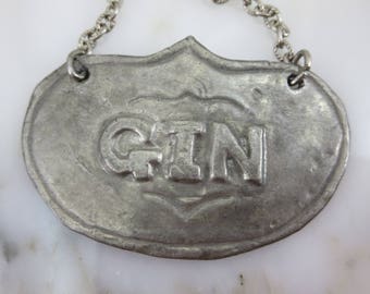Vintage Gin Liquor Label - Hand Made Tin Decanter Label