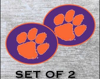 Clemson Tigers Sticker Decal Vinyl SET OF 2 (12", 17") Cornhole Car Truck Any Flat Surface Wrap