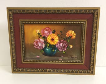 Vintage Floral Painting/ Vintage Original Painting/ Vintage Art/ Vintage Painting/ Signed Original Painting