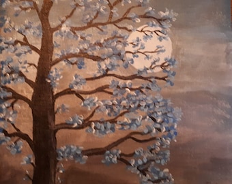 Moonlit tree original painting