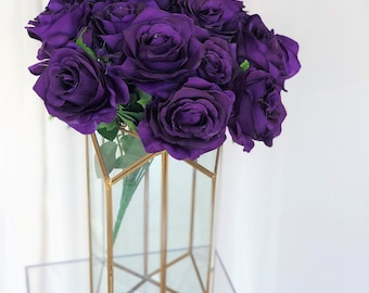 Dark Purple Rose Bush/Violet Rose Bush/Faux Flowers/Mutiple sizes/Aisle decor/ Centerpiece/Home Decor/Yellow Flowers/Roses