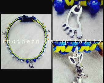 Option3 - Custom Paracord Hash House Harriers Necklaces (Glass Beads with Charms)