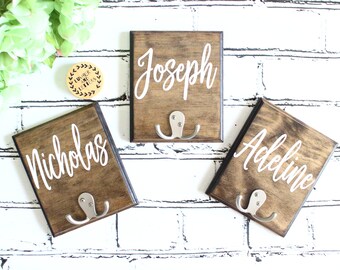Personalized Kids Coat Hook - Bathroom Wall Decor for Kids - Coat Rack for Kids - Kids Towel Hook - Custom Superhero Cape Hanger -