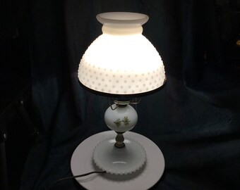 Vintage Milk Glass Hobnail Lamp 16 inches tall