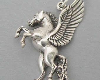 Sterling Silver 925 Charm Pendant PEGASUS WINGED HORSE 847