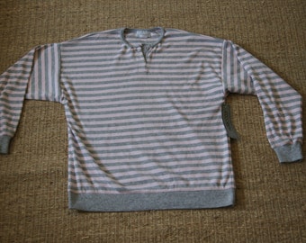 Vintage 1980’s - EccoBay Pink and grey striped shirt Medium - Long Sleeved with buttons