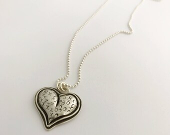 Inspirational Jewerly For Her, Heart X and O Sterling Necklace, Best Gift Ideas For Girlfriend, Handmade Jewerly By Metalsmith.