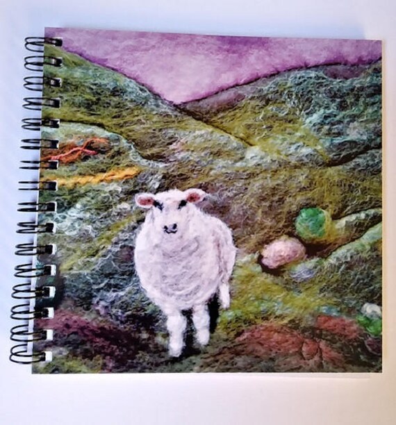 Felt Sheep Notebook Spiral Bound Journal Printed Cover
