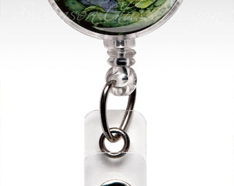 Retractable ID Badge Holder, Butterfly Name Badge Holder, Apple Green ID Badge Holder, Nurse Badge 156