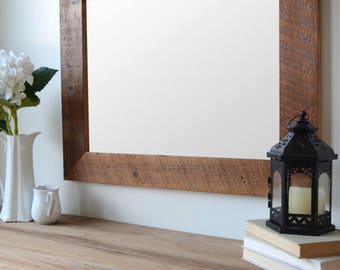 Barn Wood Mirror - Reclaimed Wood Mirror - Wooden Mirror - Wall Mirror - Large Wood Mirror - Rustic Mirror - Free Shipping