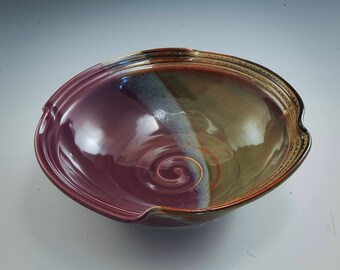 Handmade Stoneware Pottery Bowl Purple and Brown by Mark Hudak