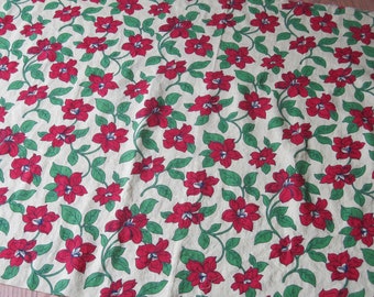 Two Thirds of a Yard of Vintage Yellow and Red Floral Feedsack Fabric