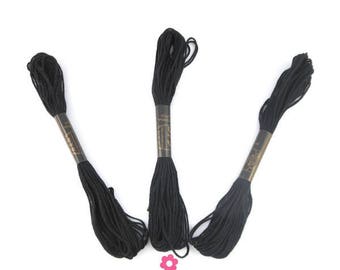 x 3 skein of yarn black cord 1 mm (73A)